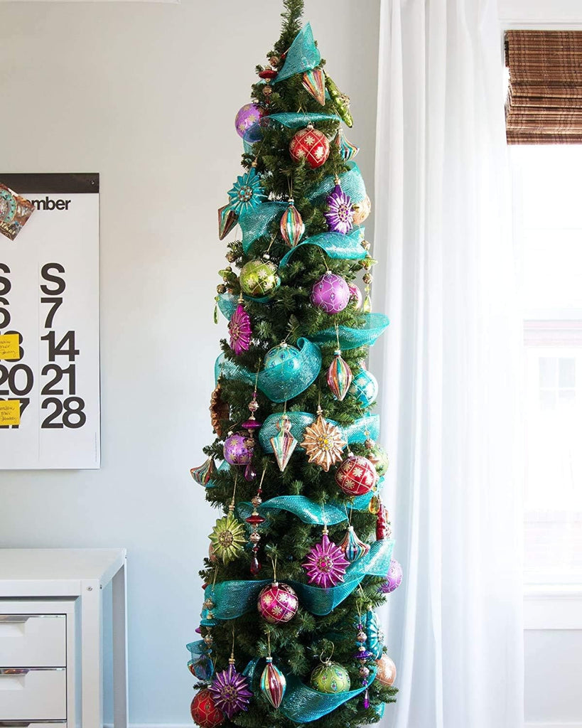 Empire Pencil Tree - Artificial Indoor Christmas Tree, Prelit with LED Clear Lights, Hinged Branches, Holiday Décor