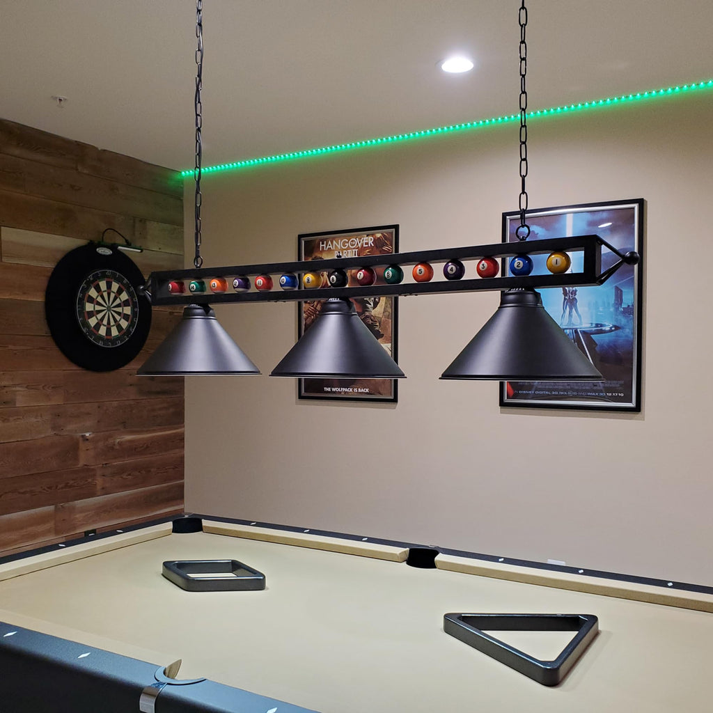 59 Inch Pool Table Light for Game Room with Billiard Ball Decor
