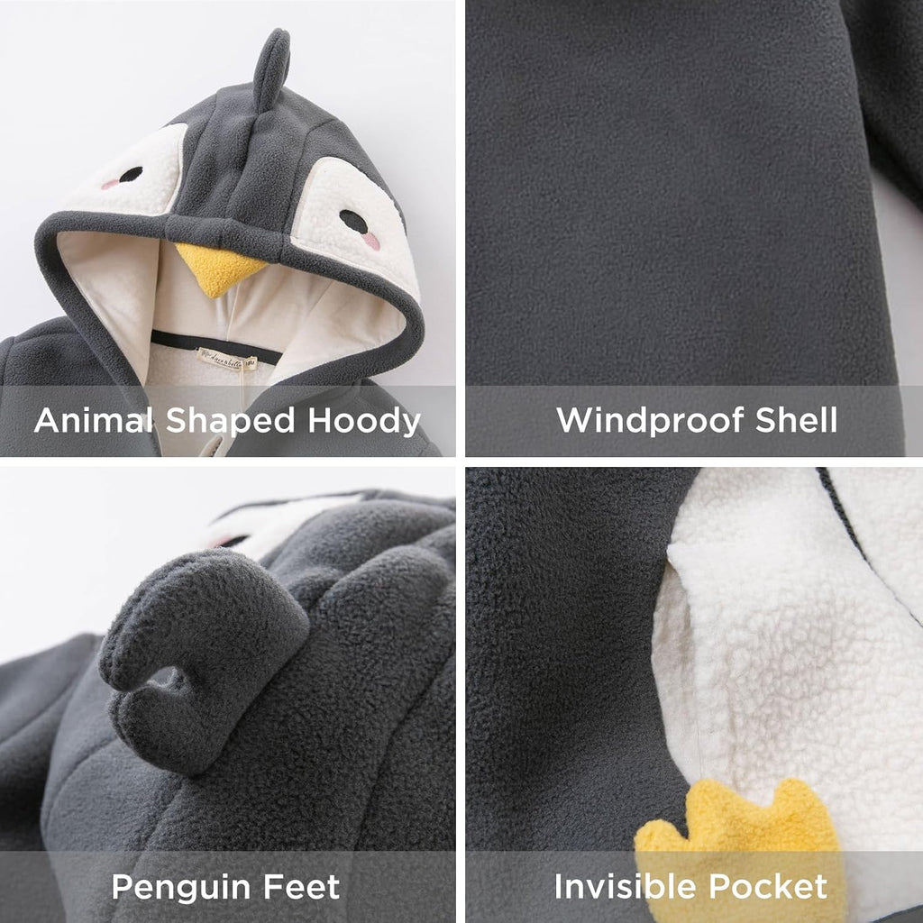Toddler Hooded Polar Fleece Jacket Animal Shaped Winter Coat