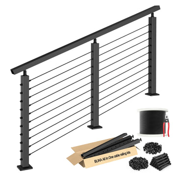6'6" Modular 36" Stair Cable Railing Post Kits with Handrail