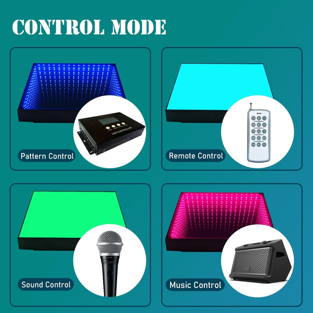 3D Dance Floor Stage Lights Tempered Glass with Flight Case Infinity Mirror Panel Effect LED Dance Floor for Wedding