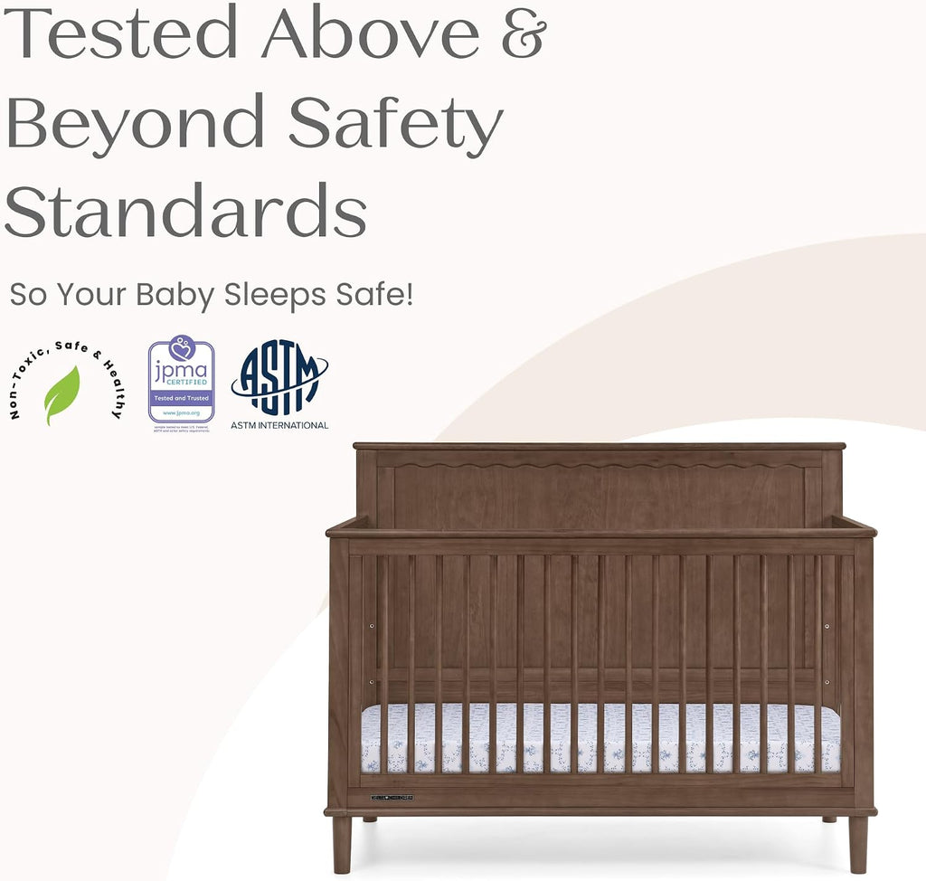 Penelope 6-in-1 Convertible Crib - Greenguard Gold Certified, Teak Brown