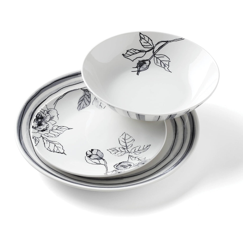 Sketchbook Piece Dinnerware Set, 12 Count, White, Dorm Necessities, Dorm Essentials