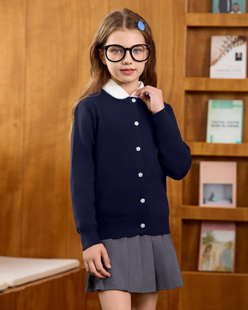 Cardigan Sweater School Uniforms Toddler Long Sleeve Button Knit Solid Sweaters Tops