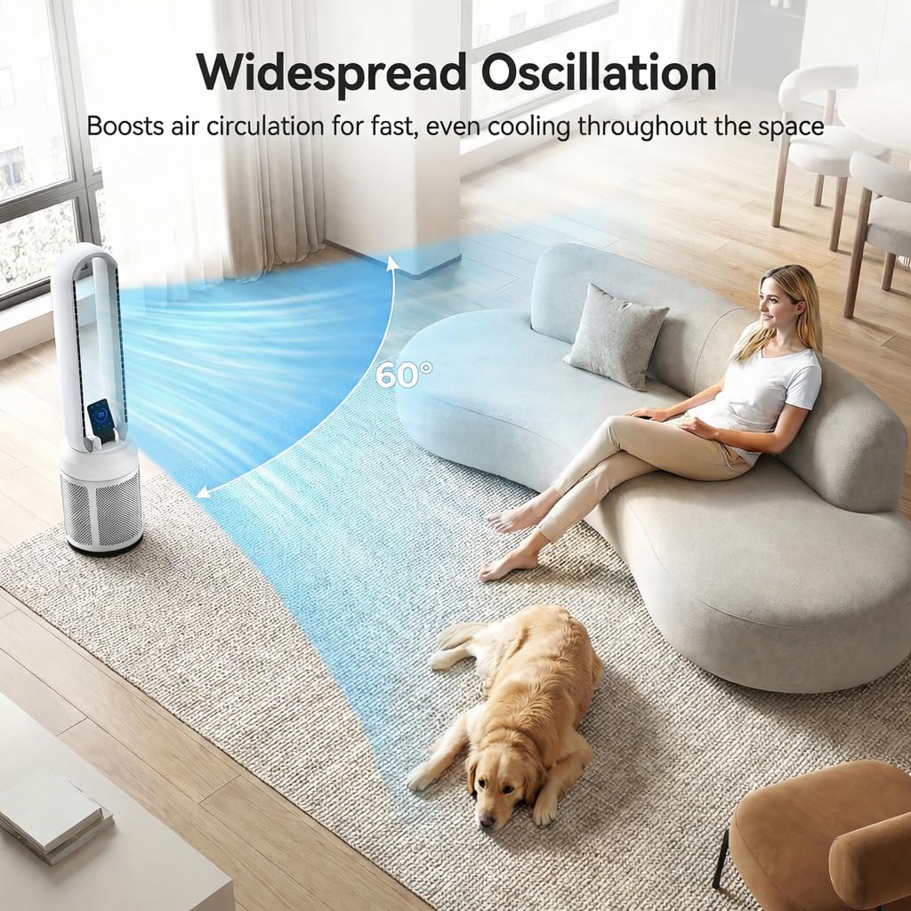 38" Bladeless Fan , Quiet Standing Fans with Remote