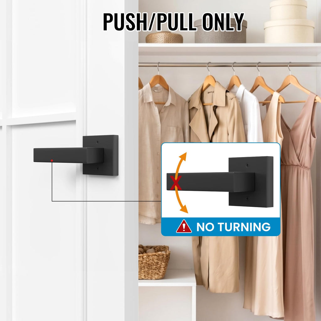 Dummy Matte Black Door Lever Knobs for Closet French 4 Pack