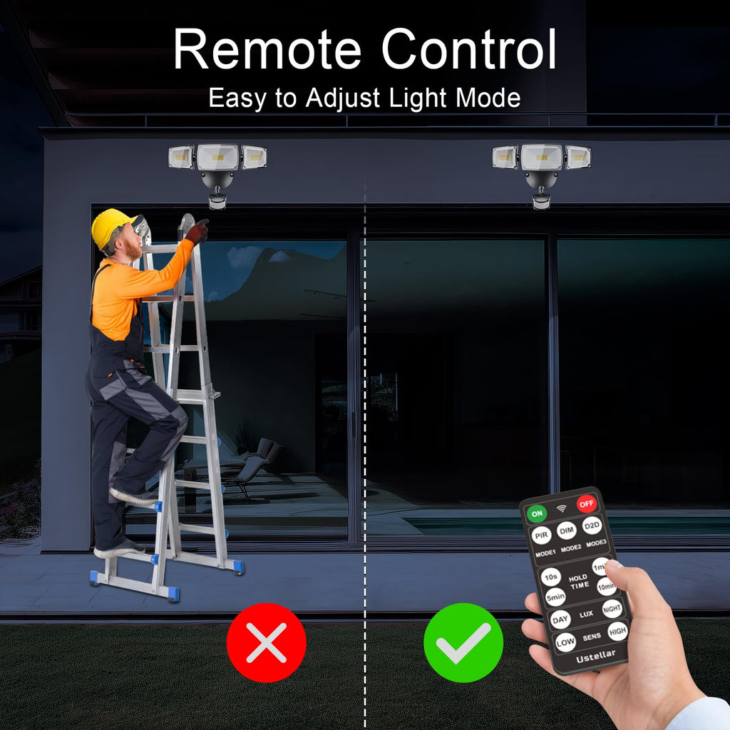 55W Plug in Flood Light Outdoor Motion Sensor Security Lights D2D Remote