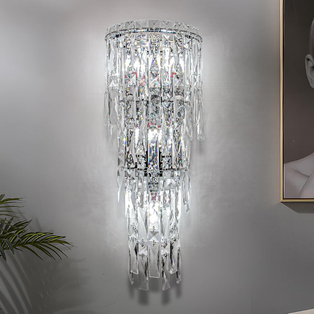 Wall Sconces,Modern Crystal Wall light Fixtures Indoor Luxury Chrome Wall Lamp,K9 Acrylic Crystal Drops Wall