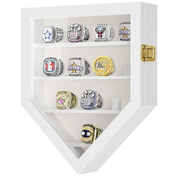 12 Rings Championship Ring Display Case Wall Mount Wooden