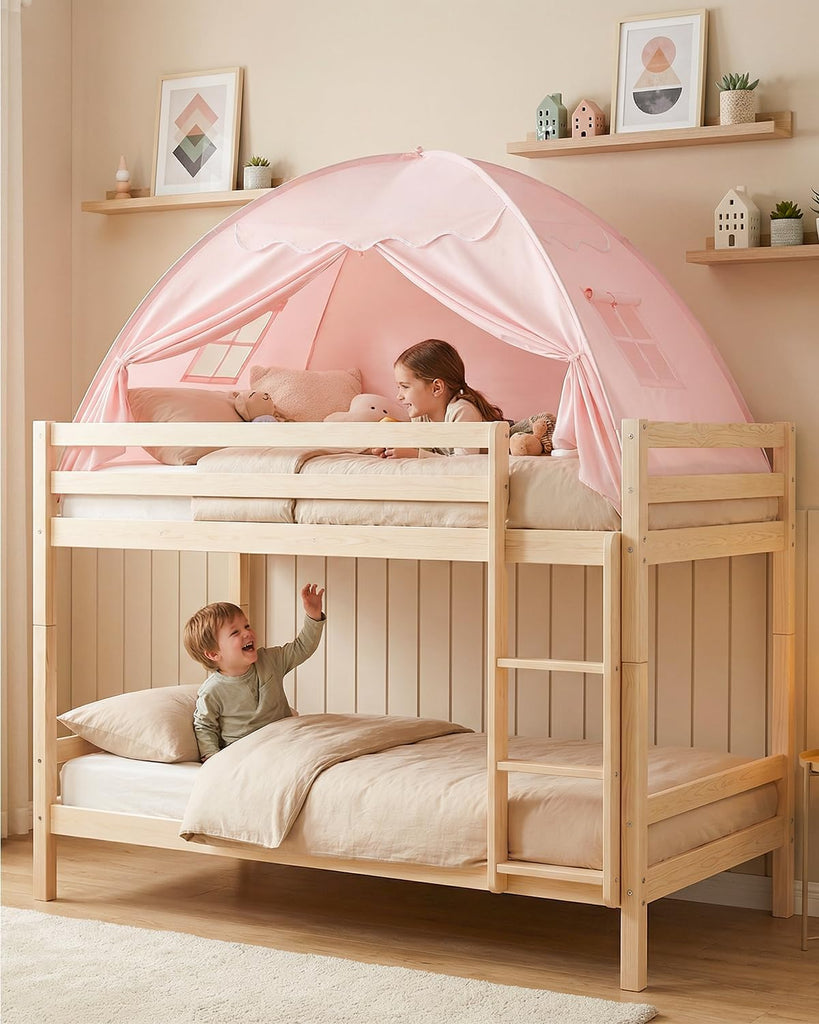 Twin Kids Bed Tent Canopy Kid Play Tent Indoor, Pink