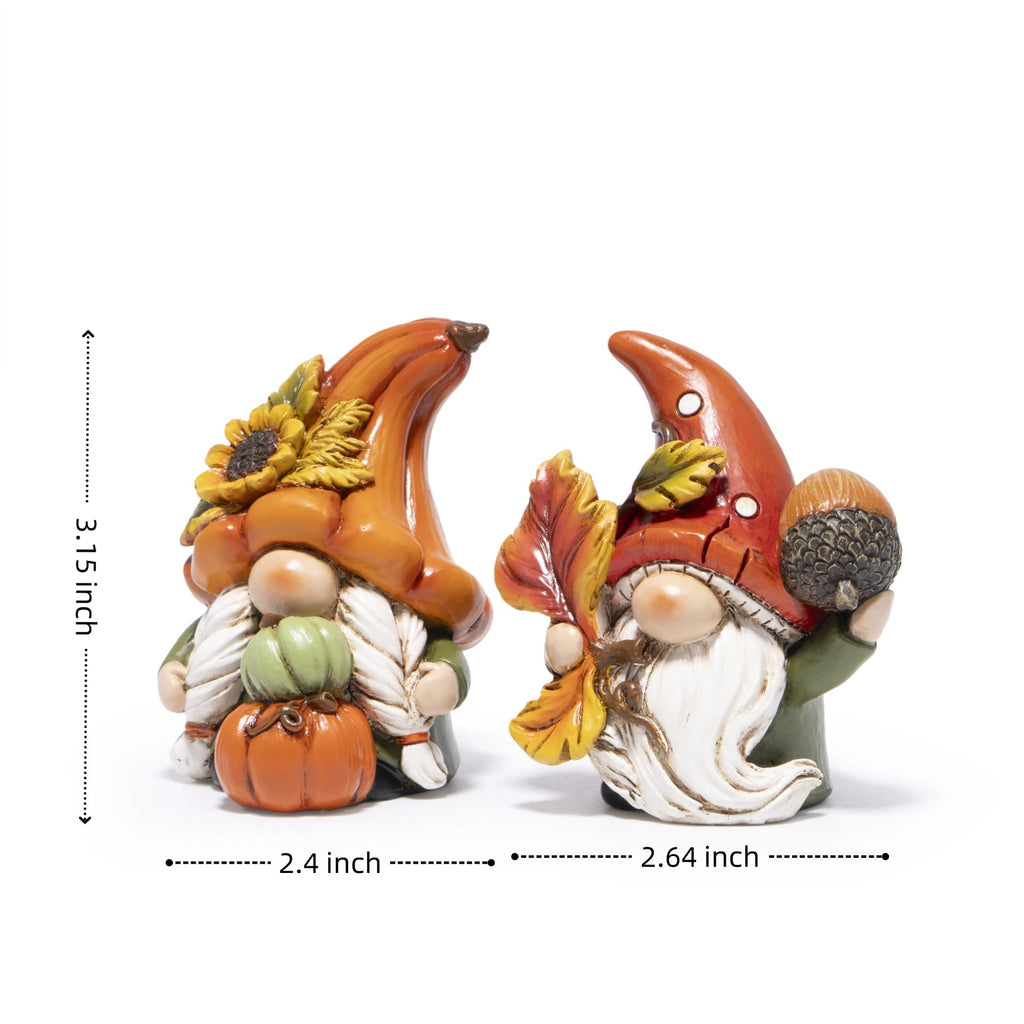 Fall Gnomes Decorations, Resin Thanksgiving Figurines Decor with Pumpkin, Sunflower & Acorn, Autumn Thanksgiving