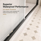 Semi-Frameless Sliding Shower Door 56-60" W x 72" H, 6mm SGCC Tempered Glass Matte Black Hardware