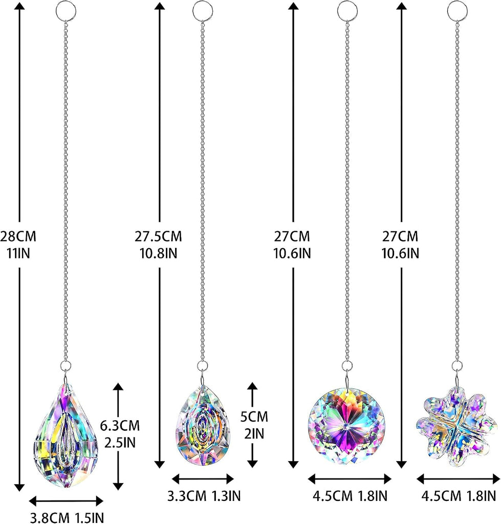 4pcs Prisms Crystal Suncatchers for Window Hanging Sun Catchers Indoor - Colorful,Rainbow Maker