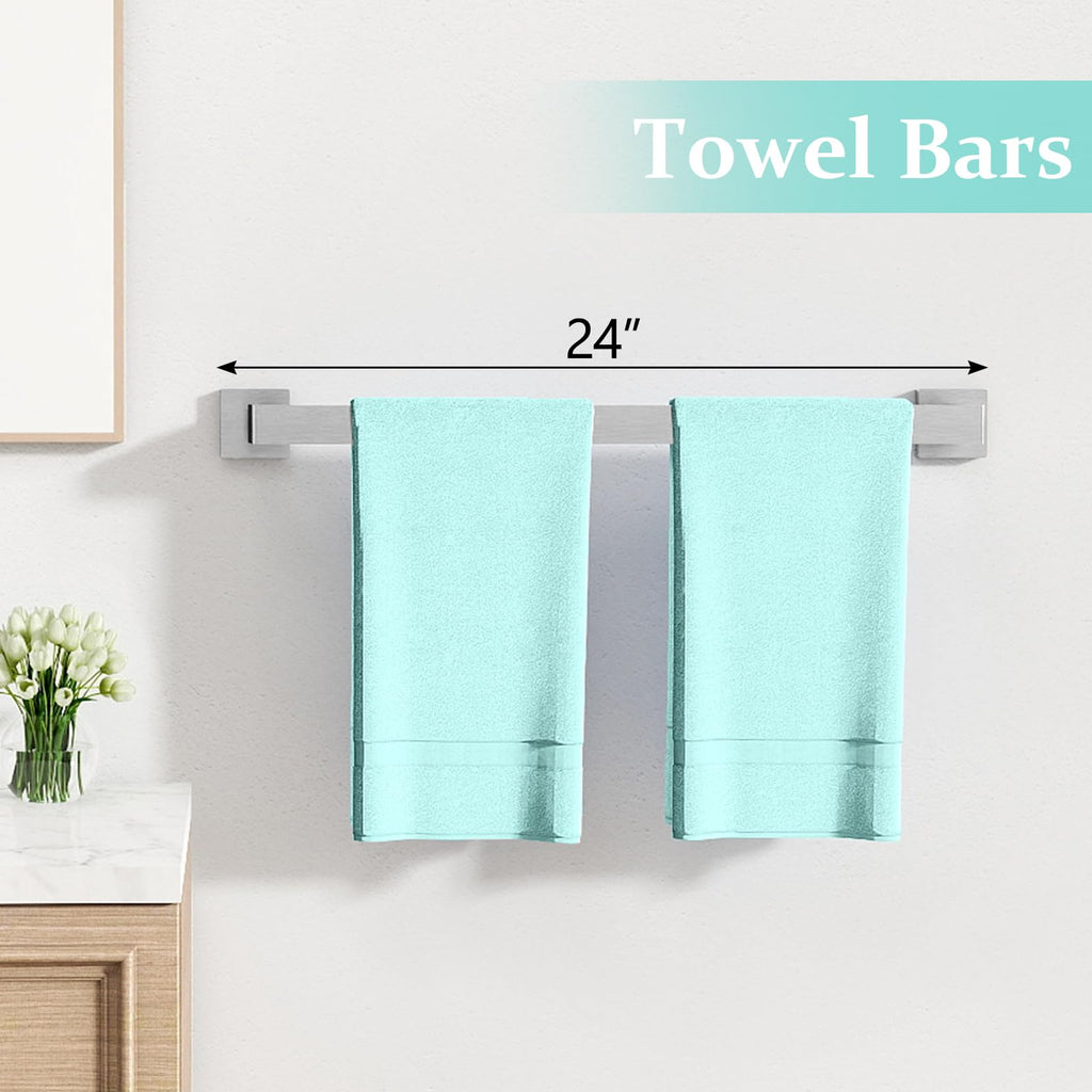 20-Piece Bathroom Hardware Set Brushed Nickel 24 Inch Towel Bar Set