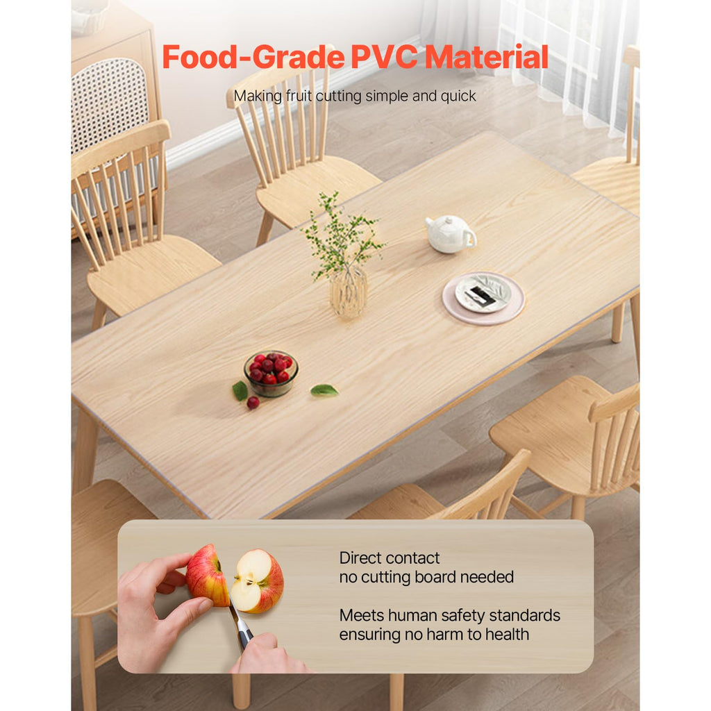 Clear Table Cover Protector, 1.5mm Thick 36 x 72 in PVC Plastic Tablecloth, Waterproof & Oil Spill Proof