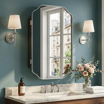 16"x25" Bathroom Medicine Cabinet Wall-Mounted Mirror with Storage