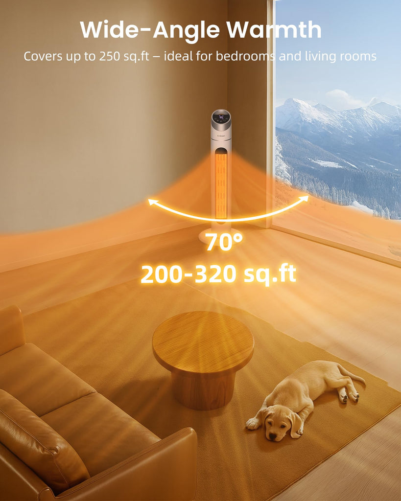 34" Space Heater for Indoor Use, Tower Heater for Large Room, White