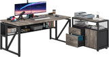 L Shaped Desk with Drawer Cabinet, 63" Executive Computer Desk and lateral File Cabinet