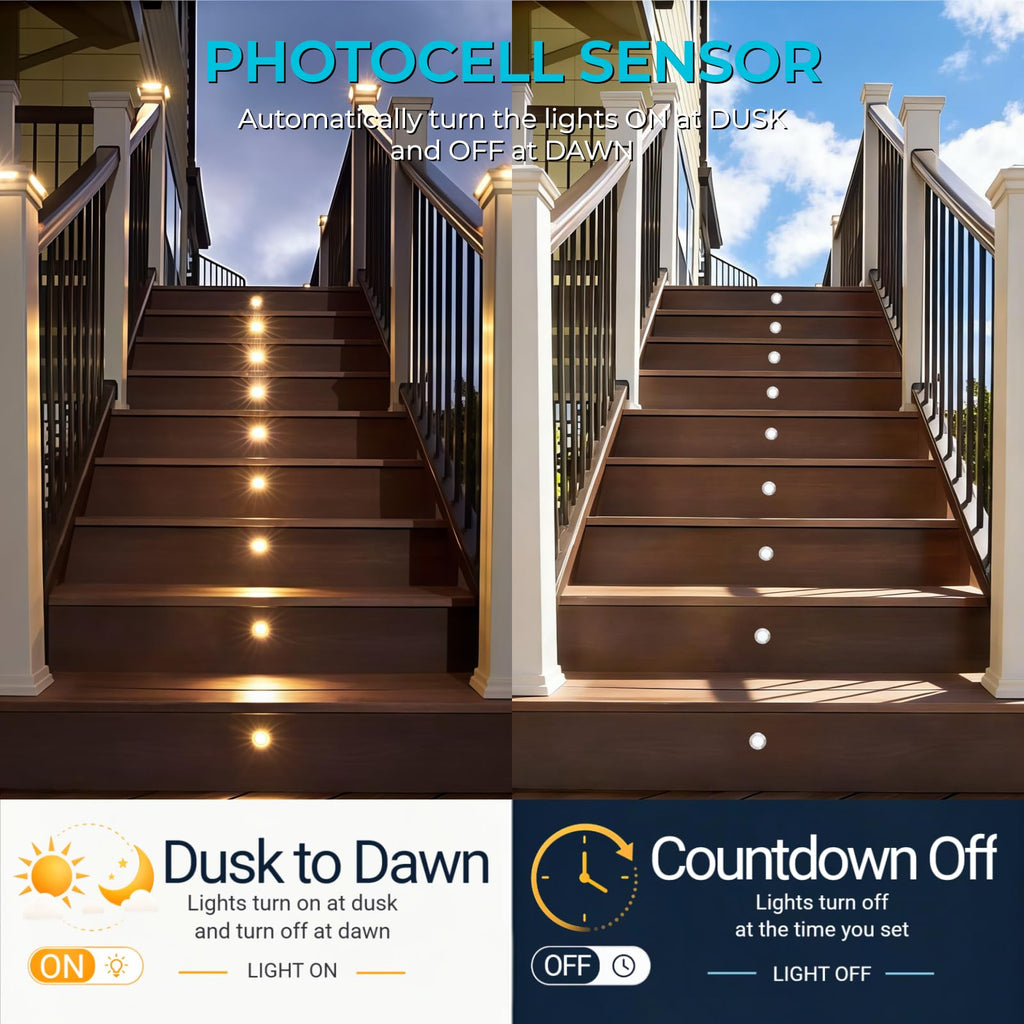 32 Pack Dimmable Recessed Deck Stair Lighting with Timer