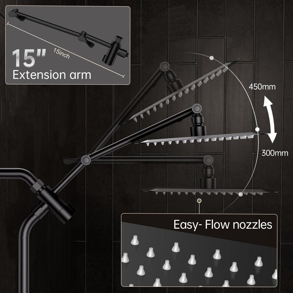 All Metal 10" Luxurious Rain Shower Head with Handheld Spray, Square