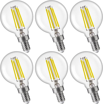60W Equivalent LED Globe Candelabra Bulbs, Dimmable G16.5 LED E12 Chandelier Light Bulbs, 550LM, CRI90, 5.5W, AC 120V