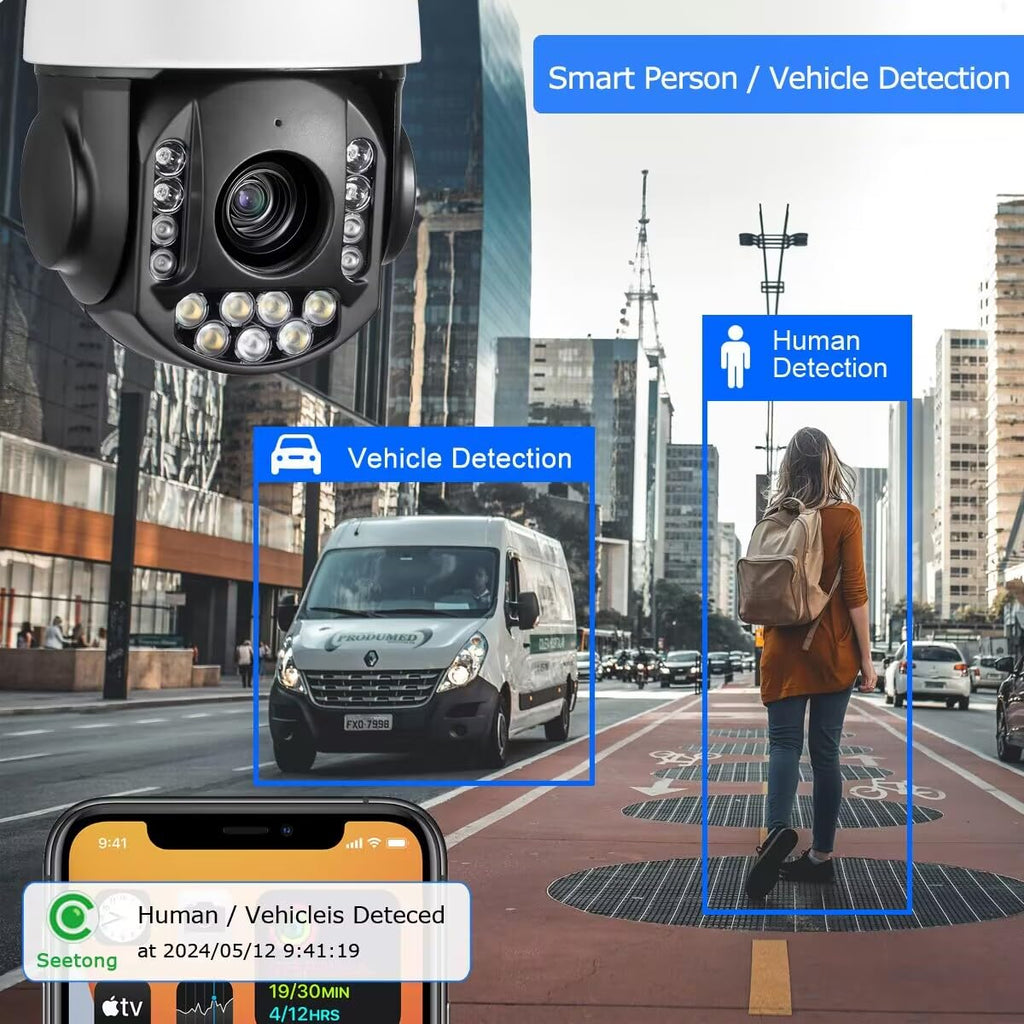 8MP 4K 25X optical 5.3-130mm Auto Tracking Outdoor PTZ Camera PoE IP wired Human Vehicle Detect Security Camera with