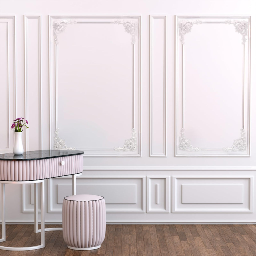 4pcs Corner Wall Molding, French Wainscoting Panel, Rose