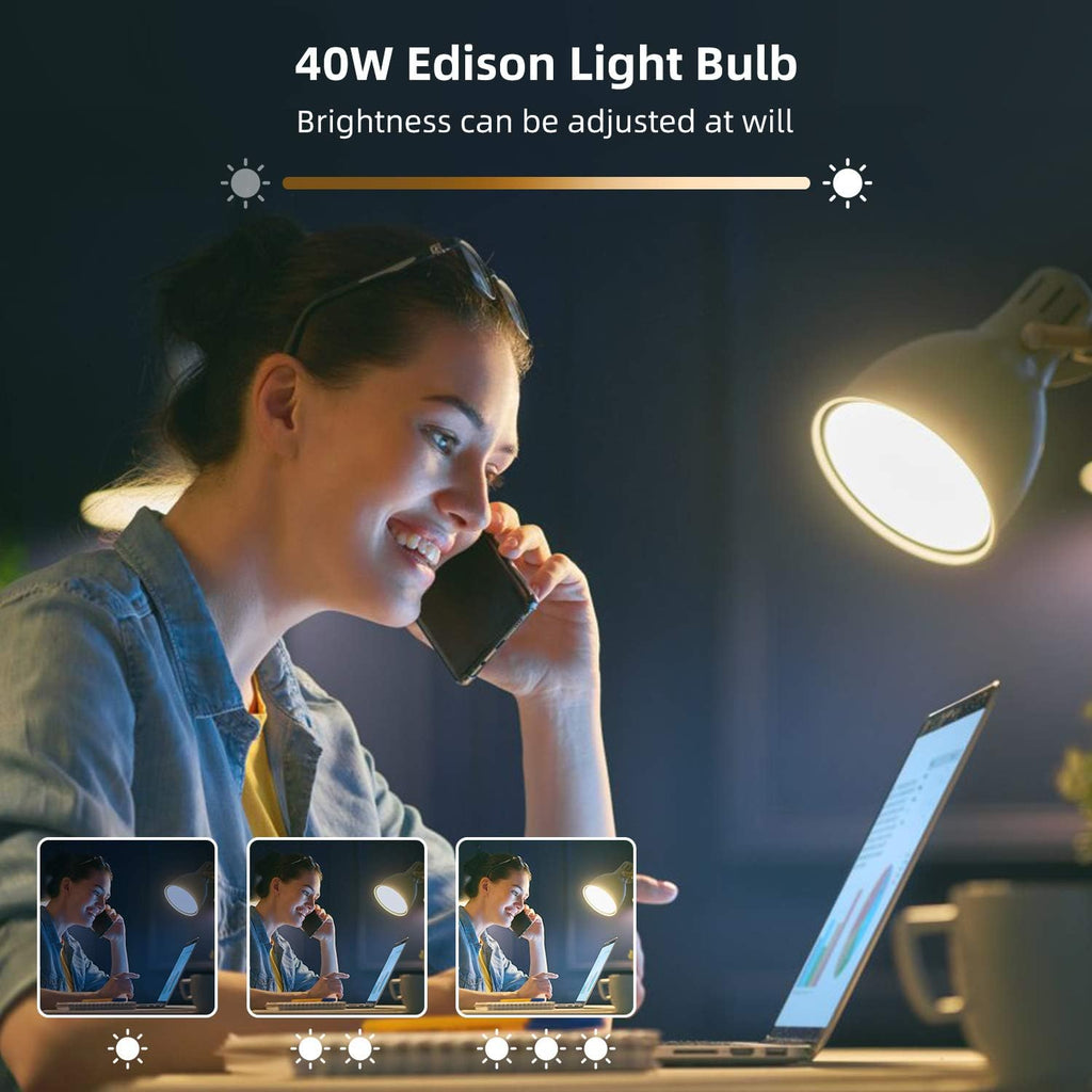 T45 Incandescent Light Bulbs,40W Edison Bulbs,E26,Amber Glass,Warm