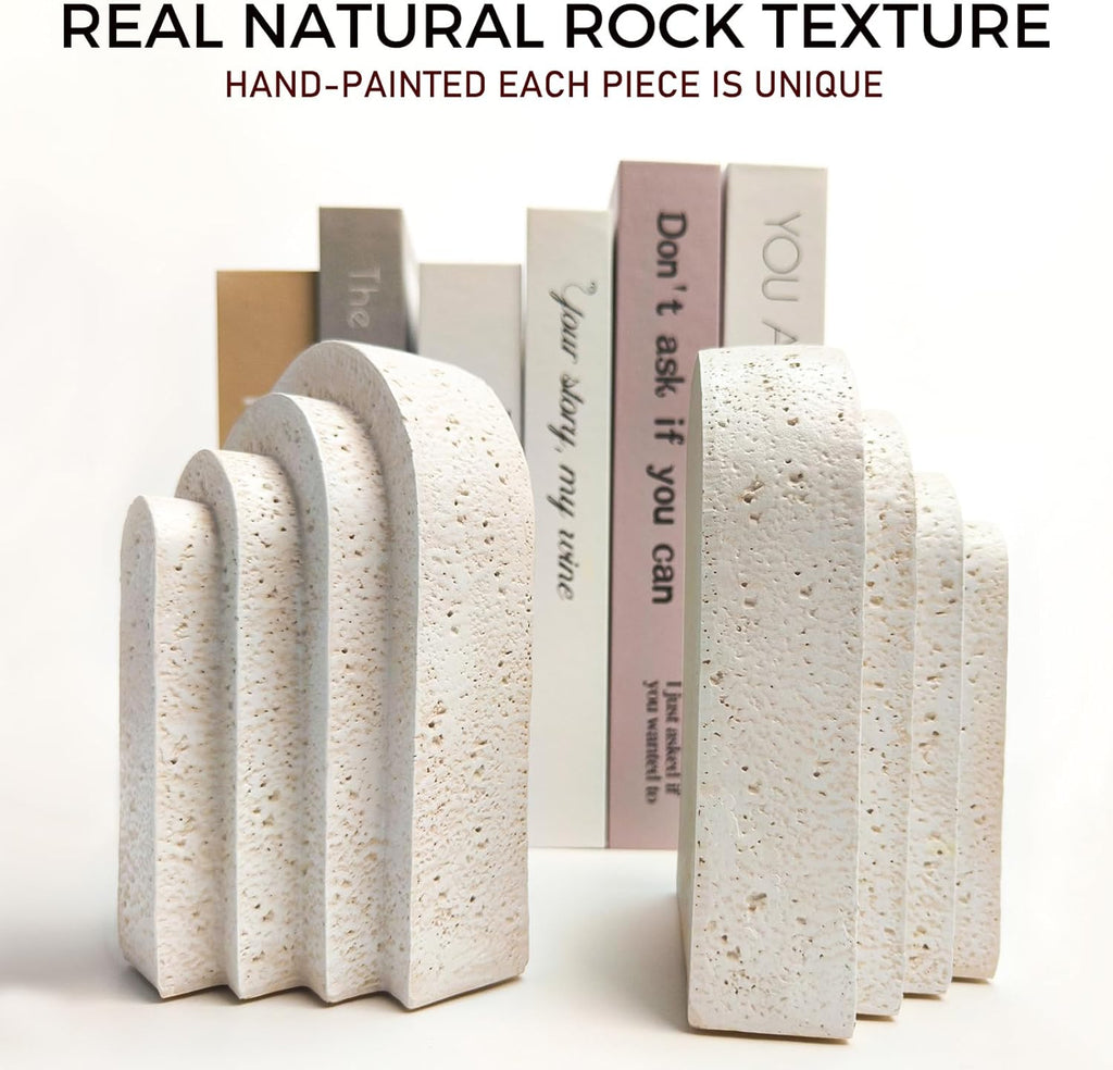 Heavy Duty Book Ends for Shelves, Decorative Book Stopper for Shelves, Resin Decor Bookends for Heavy Books, Modern
