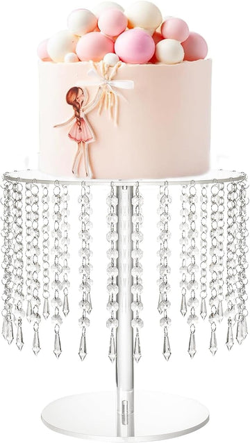 Cake Stands for Party, Clear Acrylic Cake Stand for Dessert Table, 12.2in Round Crystal Cake and Cupcake Stand - Set of 3
