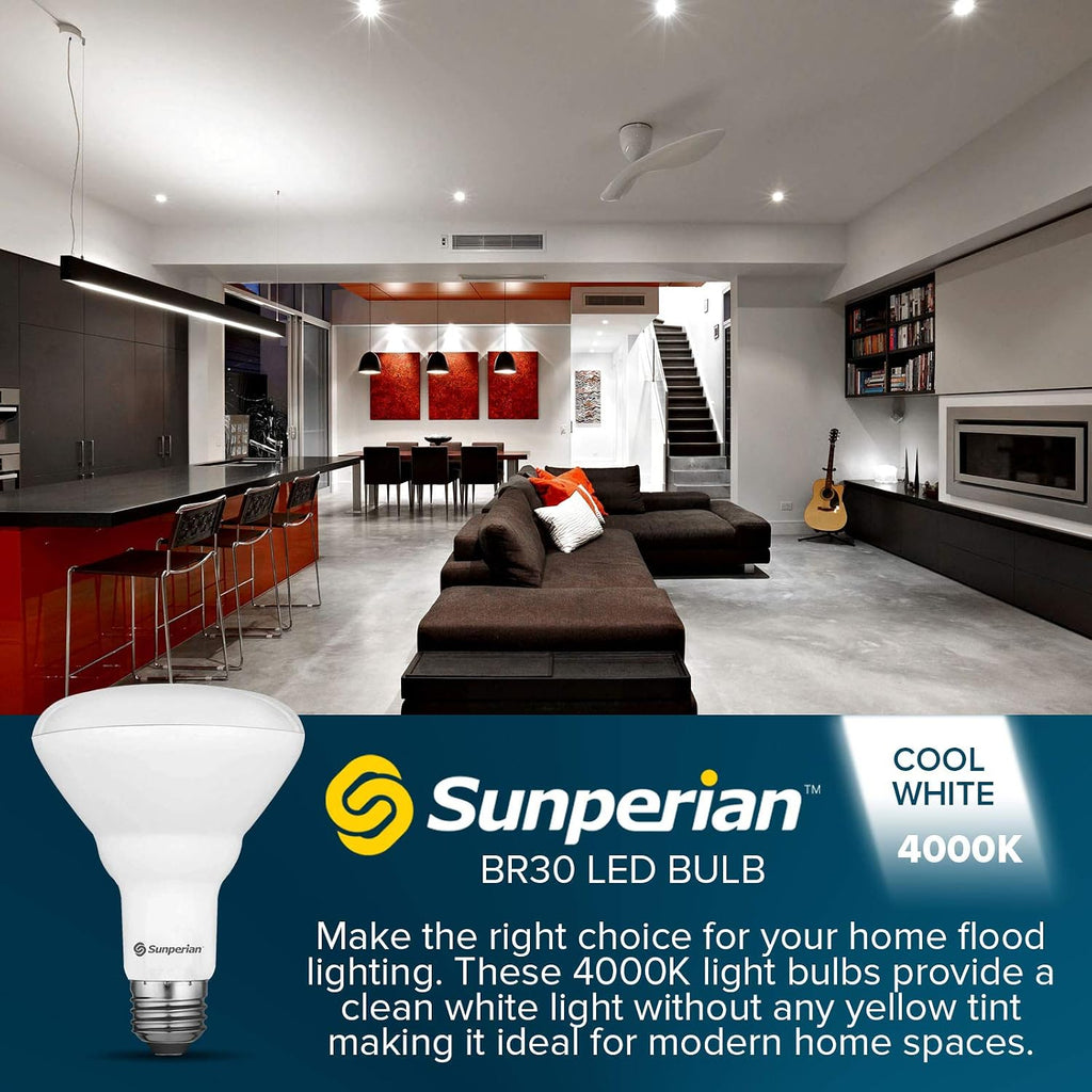 BR30 LED Bulb, 8.5W=65W, 4000K Cool White, 800 Lumens, Dimmable Flood Light Bulbs for Recessed Cans, Enclosed Fixture