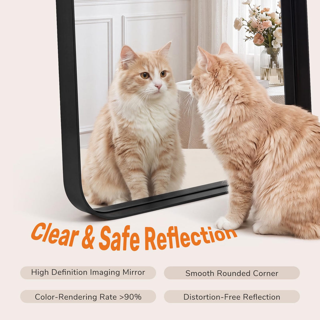 Bathroom Wall Mirror, 36x24 Inch Mirror for Over Sink, Black