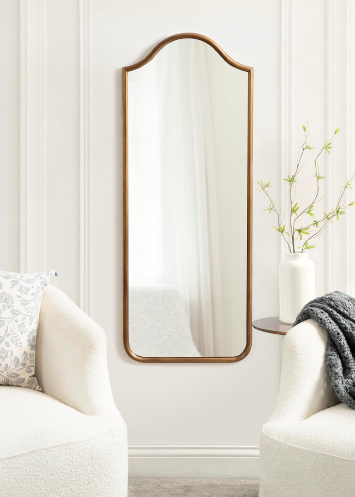 Fellows Vintage Scallop Arched Panel Full-Body Mirror, 18 x 48, Antique Gold, Traditional Decorative Arch Full-Length
