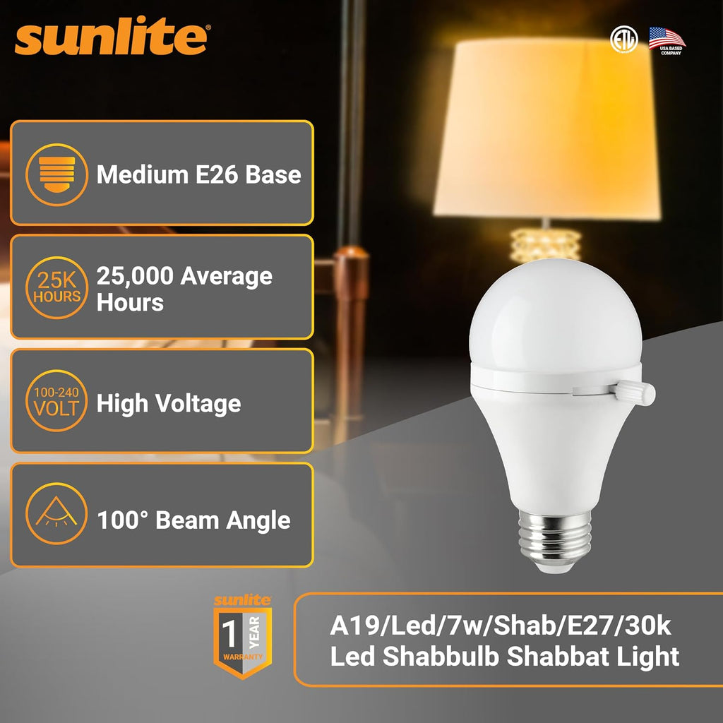 ShabBulb, Shabbat Permissible LED Light Bulb, 7 Watt (40 Watt Equivalent) 3000K Warm White