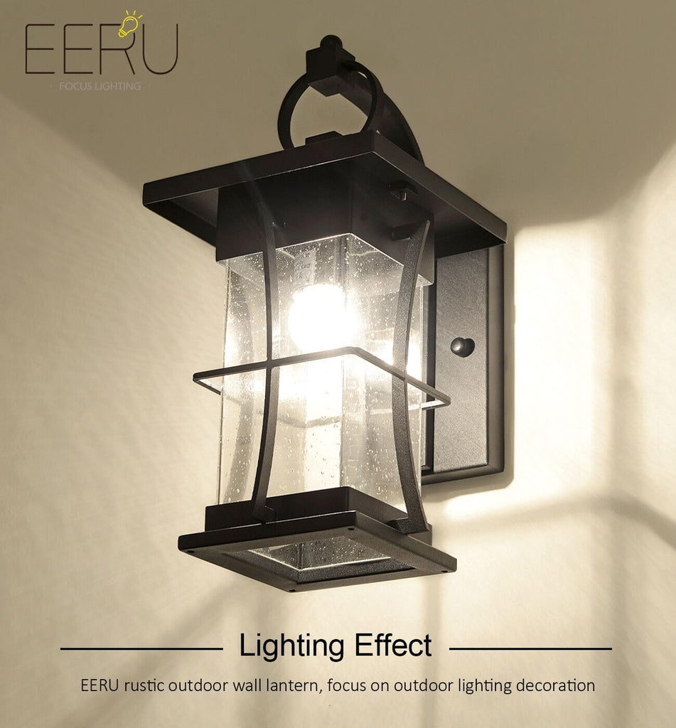 Outdoor Wall Sconces Light Fixtures Exterior Wall Lantern Outside House Lamps Waterproof Black Metal with Clear