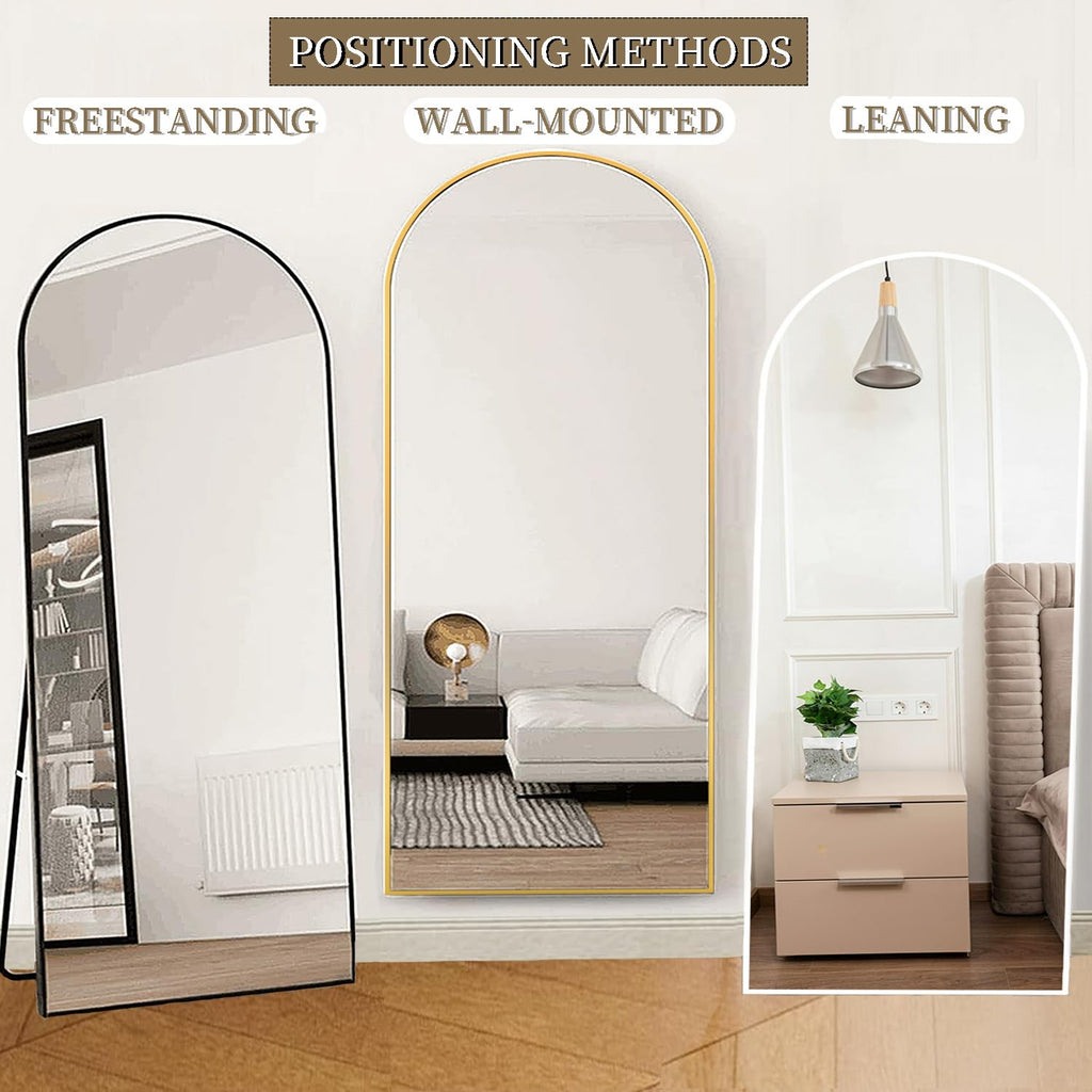 70"x26" Arched Full Length Mirror, Floor Full Body Mirror, Black