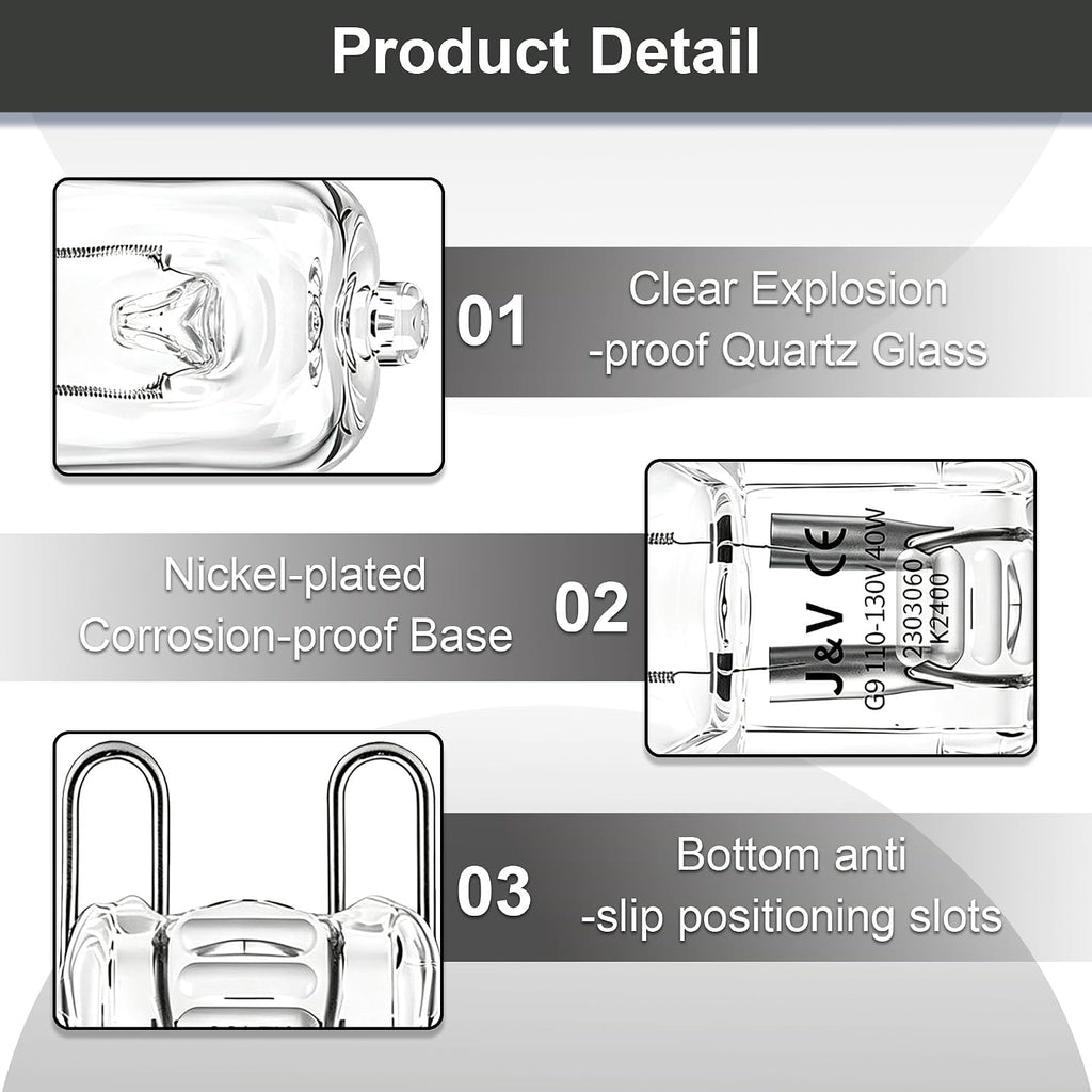 Oven and Microwave Light Bulb, G9 40W, 2 Pack