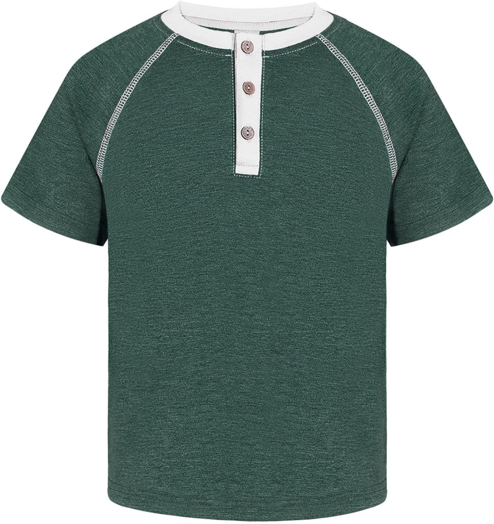 Boy's Henley Shirts Kids Short Sleeve Stylish T-Shirt