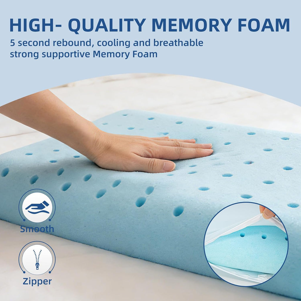 Cooling Memory Foam Pillow, Bed Pillow for Sleeping, King Size, Breathable Memory Foam, Premium Support with Washable