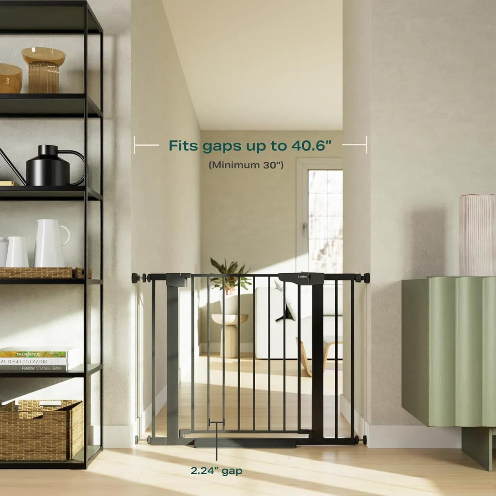 30-40.6 in Baby Gate for Stairs and Doorways, Dog Gate Indoor Black