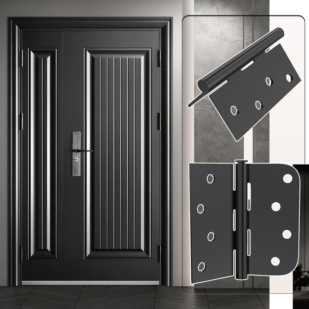 Door Hinge, 3-Pack Matte Black Door Hinges 4-inch Stainless Steel Hinges Ball Bearing Silent Hinge Interior Door