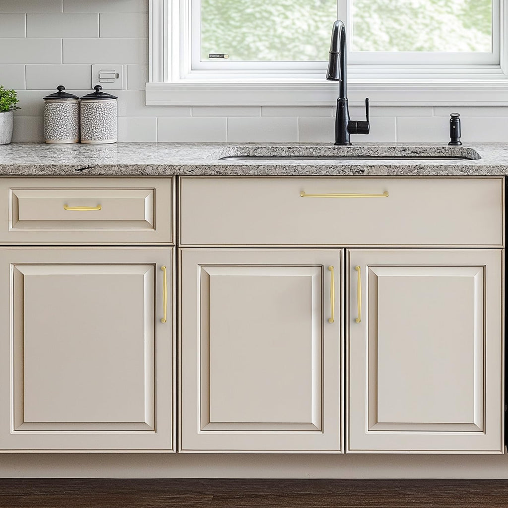 Brushed Gold Cabinet Handles Solid Handles,8 Inch,10 Pack