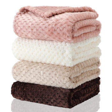 4 Pcs Baby Blanket for Girls Boys Infant 32x24,Beige Brown Color