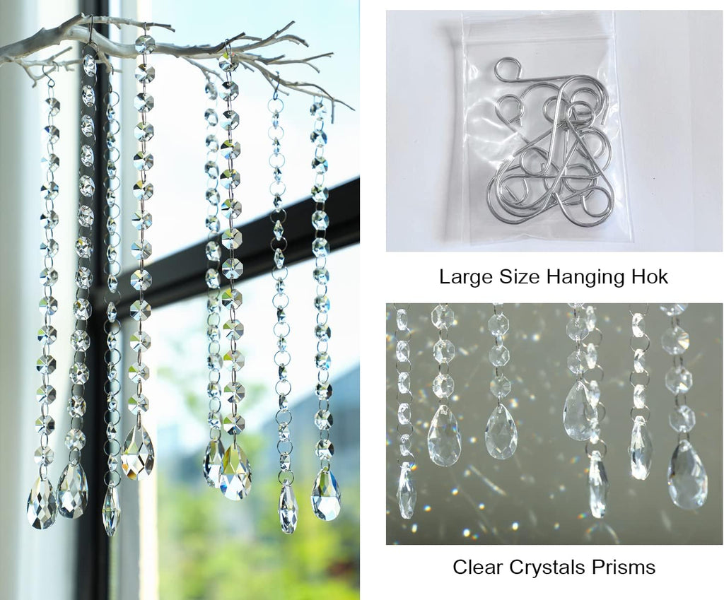1ft 10pcs Teardrop Crystals Garland, Crystal Chandelier Replacement Pendant - Clear Crystal Teardrop Prisms