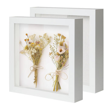 12" x 12" Shadow Box Display Case, Linen Back, 2 Pack White