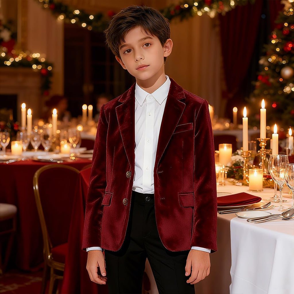 Boys Velvet Blazer Kid Toddler Tuxedo Suit Jacket