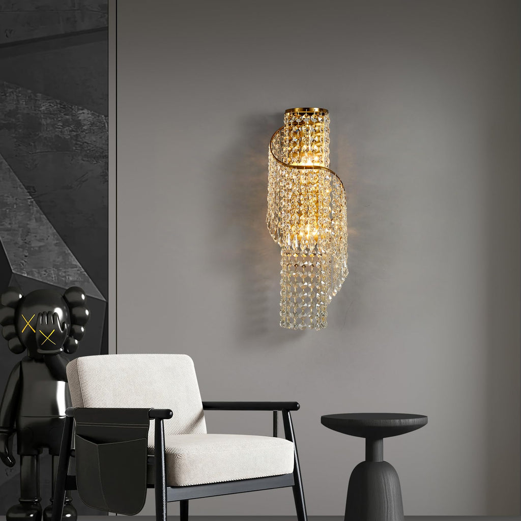 K9 Crystal Wall Sconces Gold - Luxury Indoor Wall Light Fixtures, Crystal Vanity Wall Mount Lamps, Bedside, Hallway