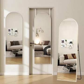 50"x 16" Full Length Door Mirror with Stand, Full Body Mirror, White
