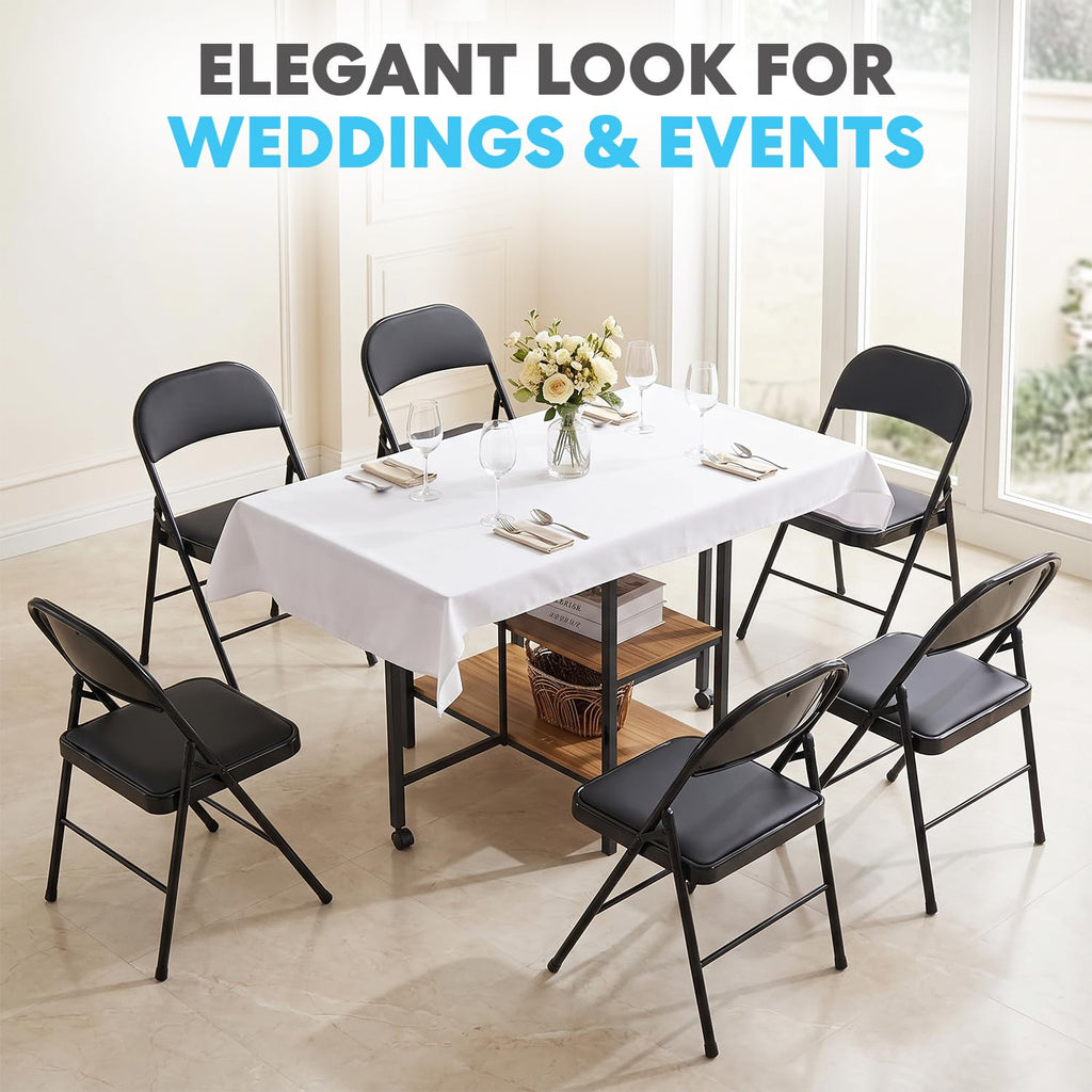 Black Foldable Chairs with Cushion, 12-Pack Padded Folding Chairs for Indoor/Outdoor Parties, Events, Weddings, and