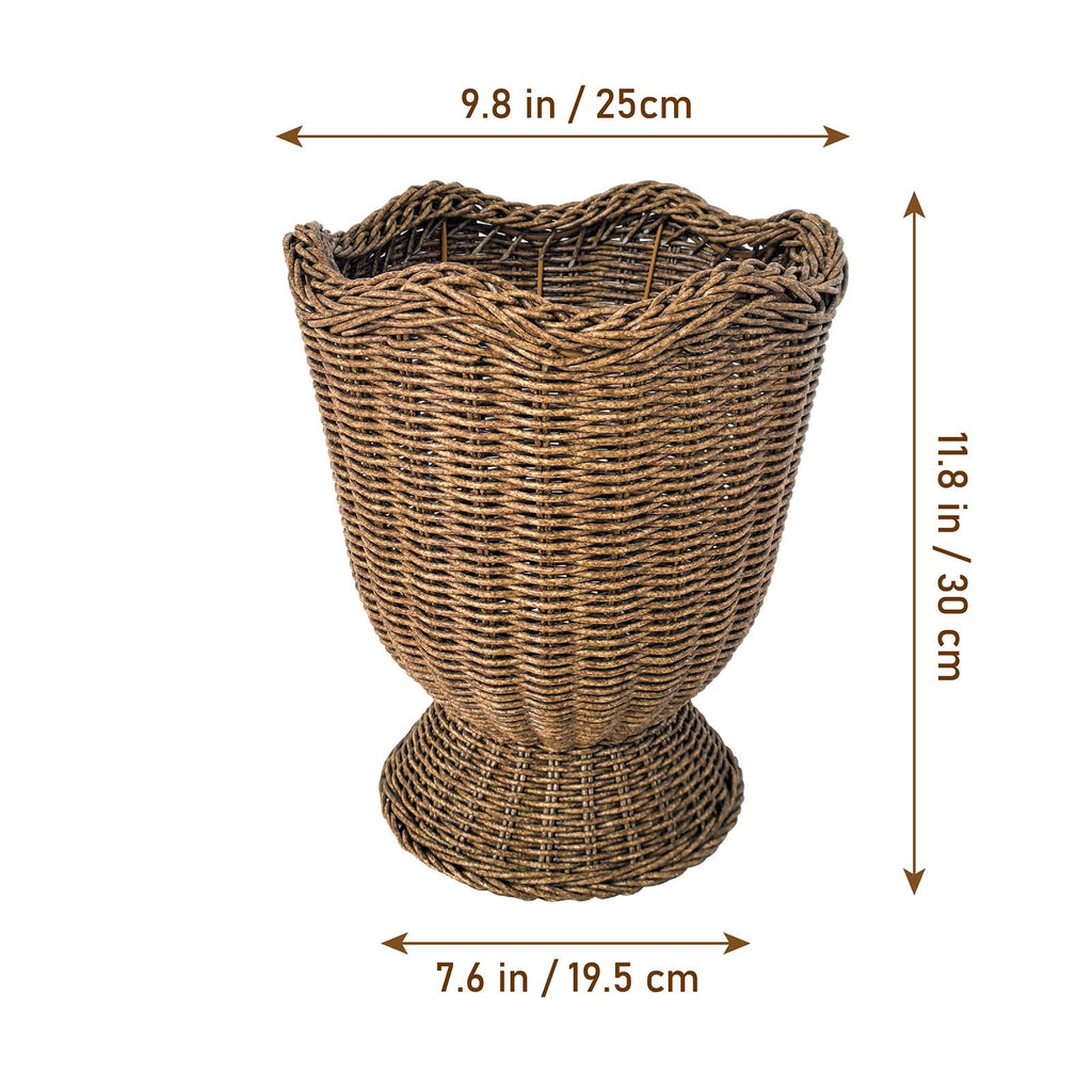 Rattan Planter, Woven Planter Basket for Plants Indoor Outdoor, Decorative Plant Holder Basket for Garden Patio Boho